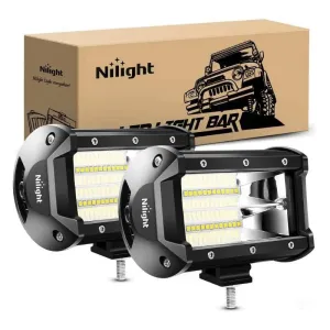5 Inch 72W 10800LM Double Row Flood Led Light Bars (Pair)