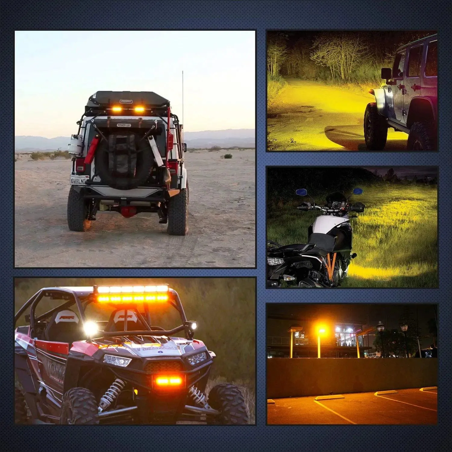 6.5 Inch 120W Triple Row Amber Spot Flood LED Light Bars (Pair) | 16AWG Wire 3Pin Switch
