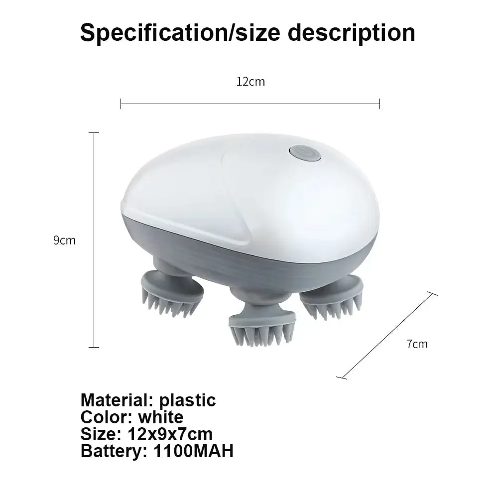 Electric Scalp Massager for Hair Growth and Stress Relief 4 Massage Heads