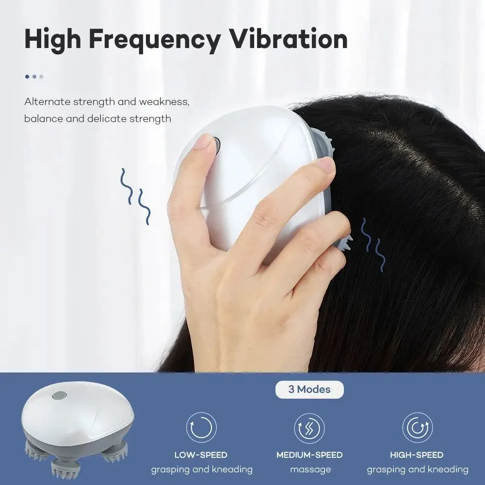 Electric Scalp Massager for Hair Growth and Stress Relief 4 Massage Heads