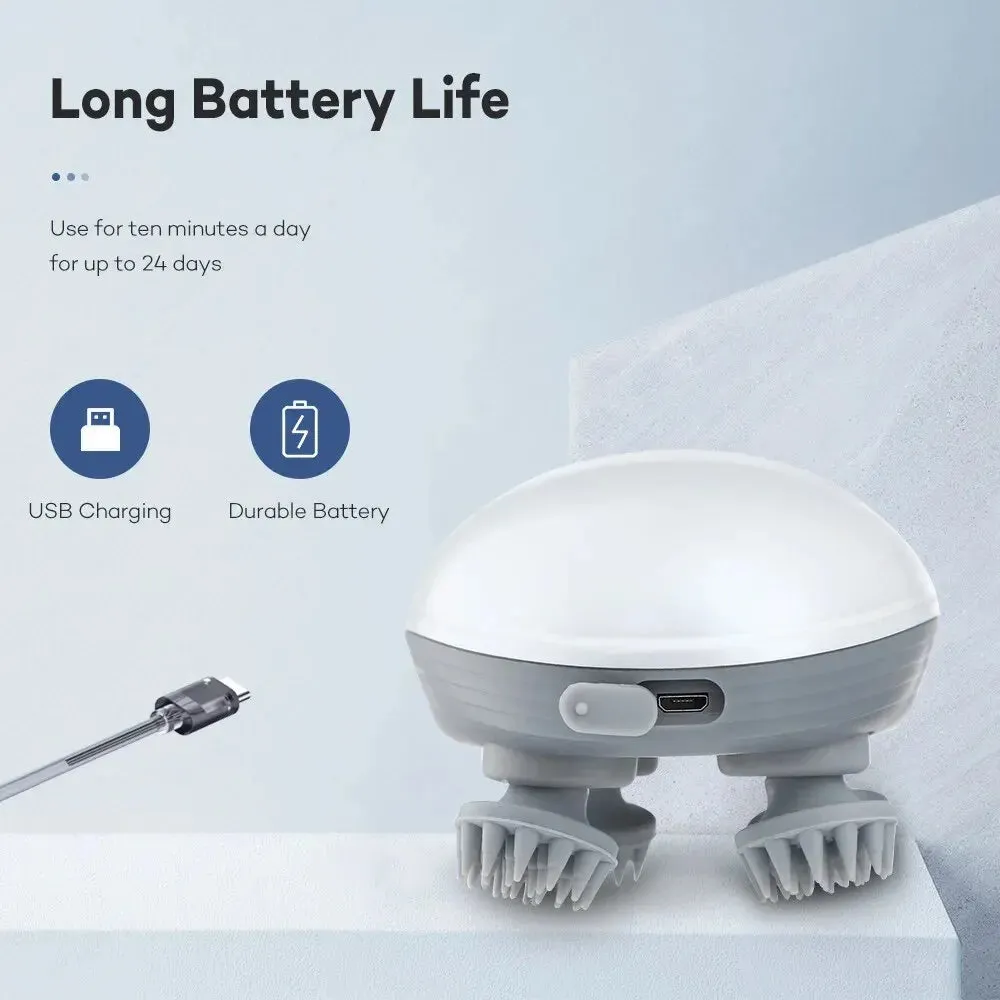 Electric Scalp Massager for Hair Growth and Stress Relief 4 Massage Heads