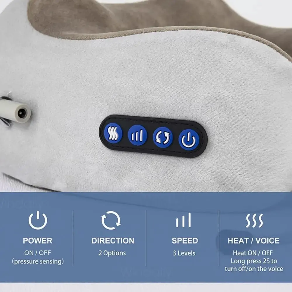 Electric u Shaped Neck Massager Pillow with Heat Vibration for Shoulder Cervical Pain Relief