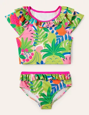 Frilly Tankini Set-Multi Tropical Fruit