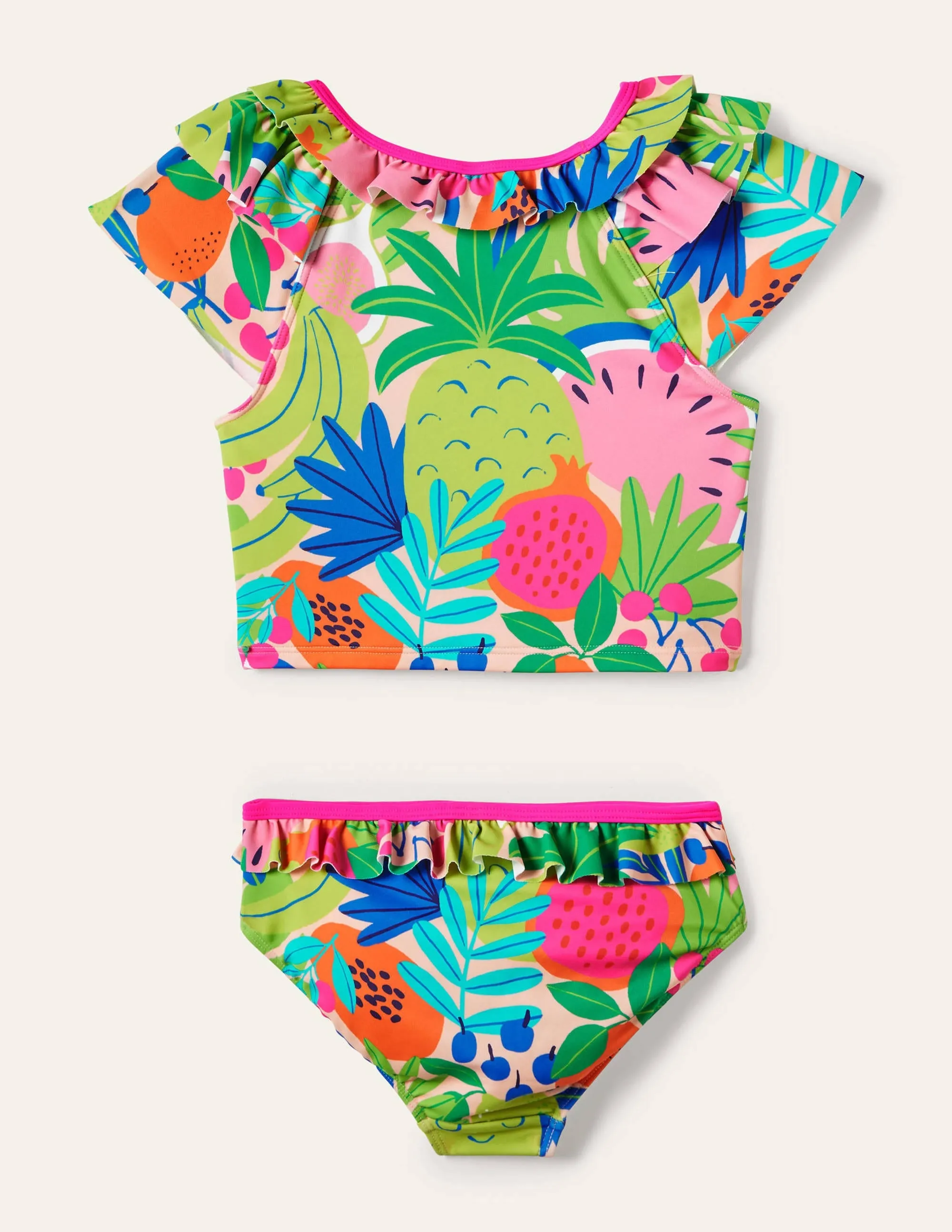 Frilly Tankini Set-Multi Tropical Fruit