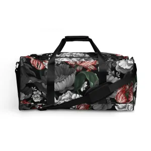 Gothic Black and Red Peony Duffle bag