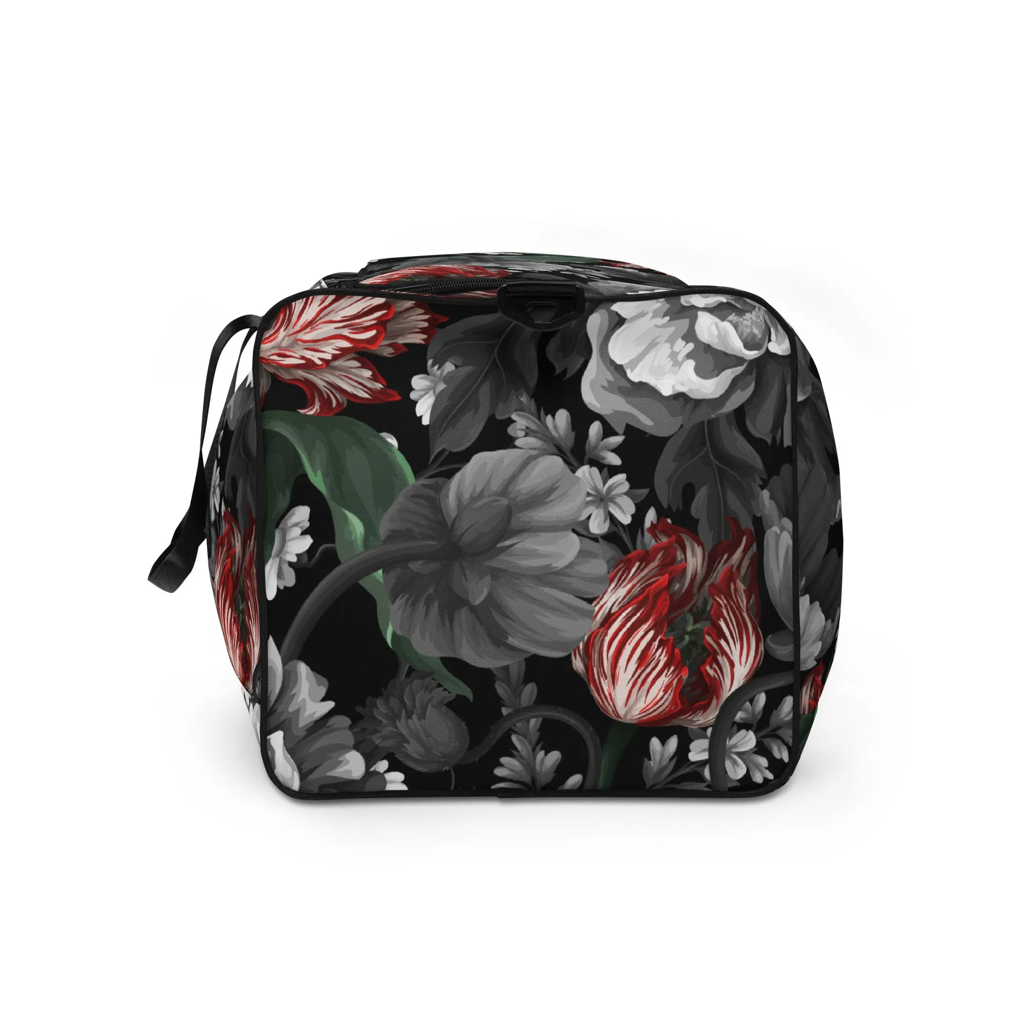 Gothic Black and Red Peony Duffle bag