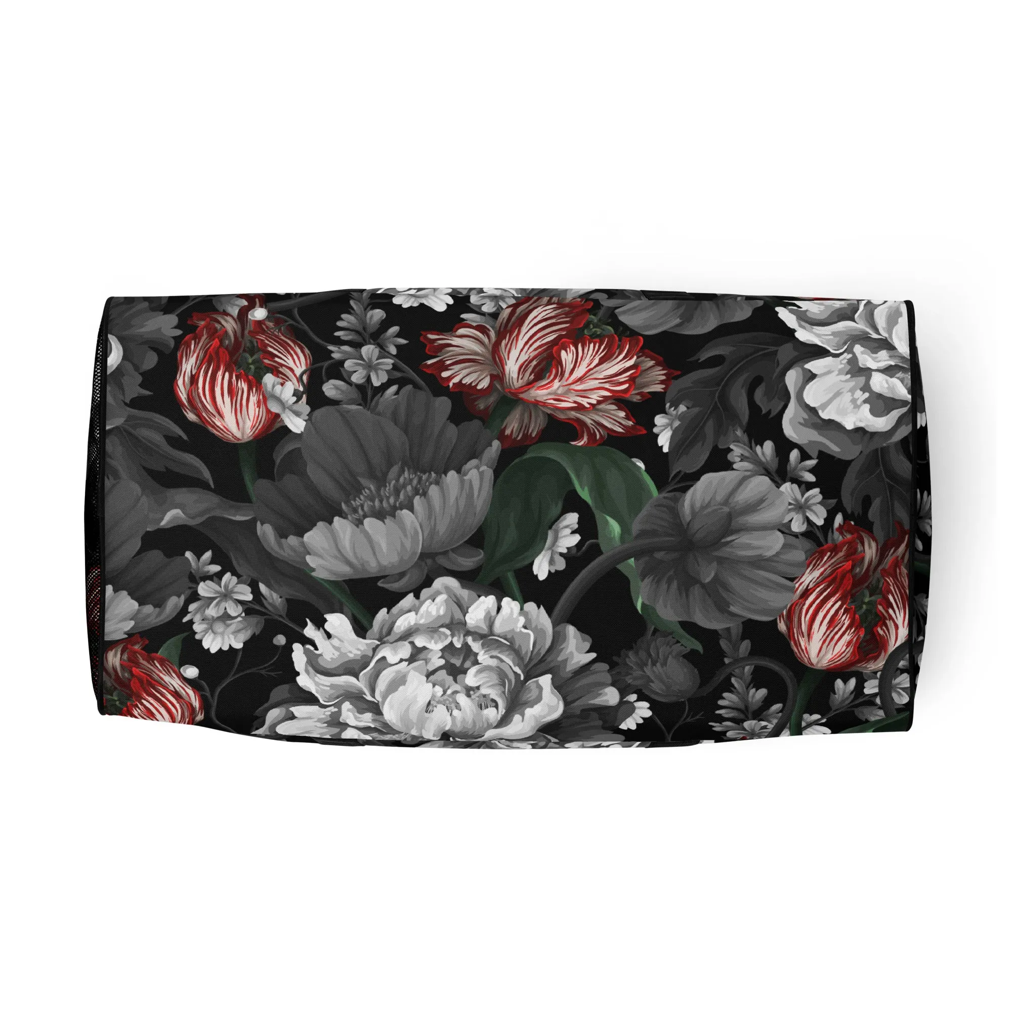 Gothic Black and Red Peony Duffle bag