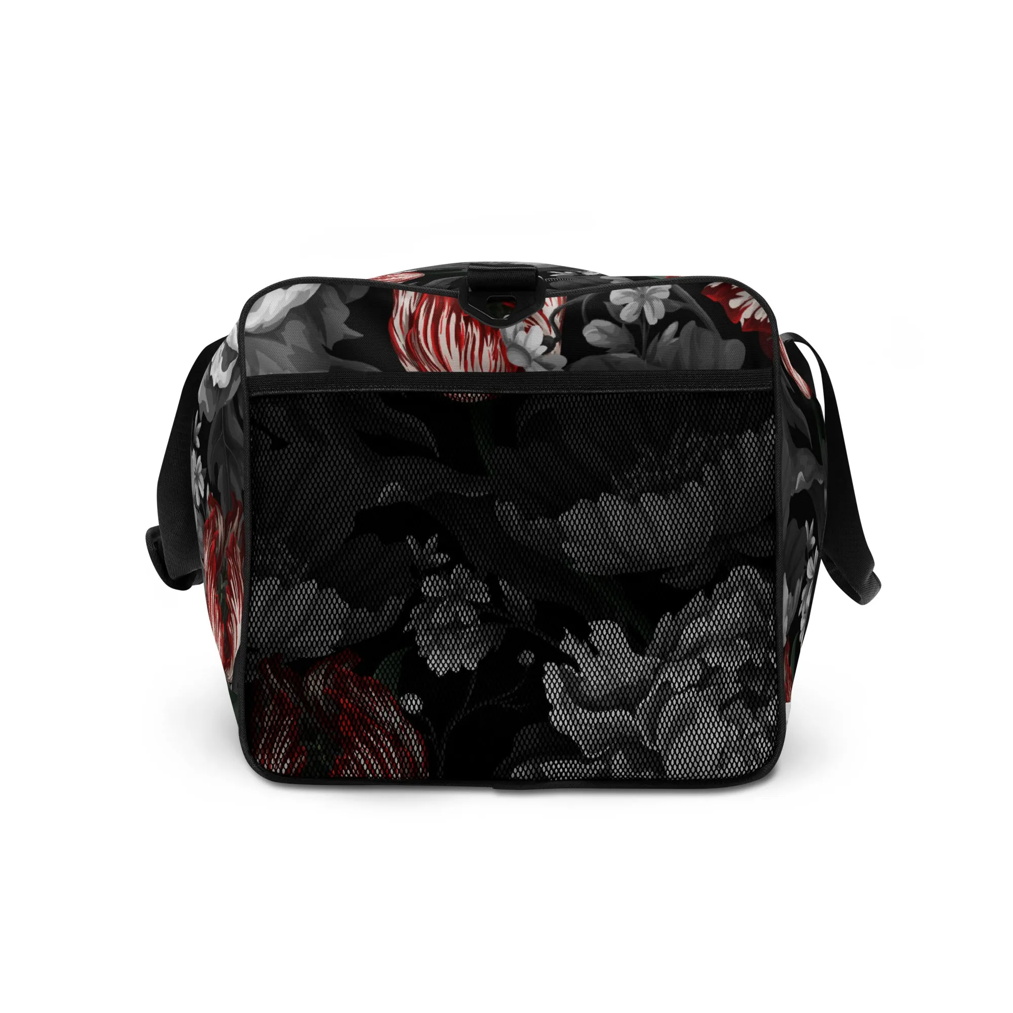 Gothic Black and Red Peony Duffle bag