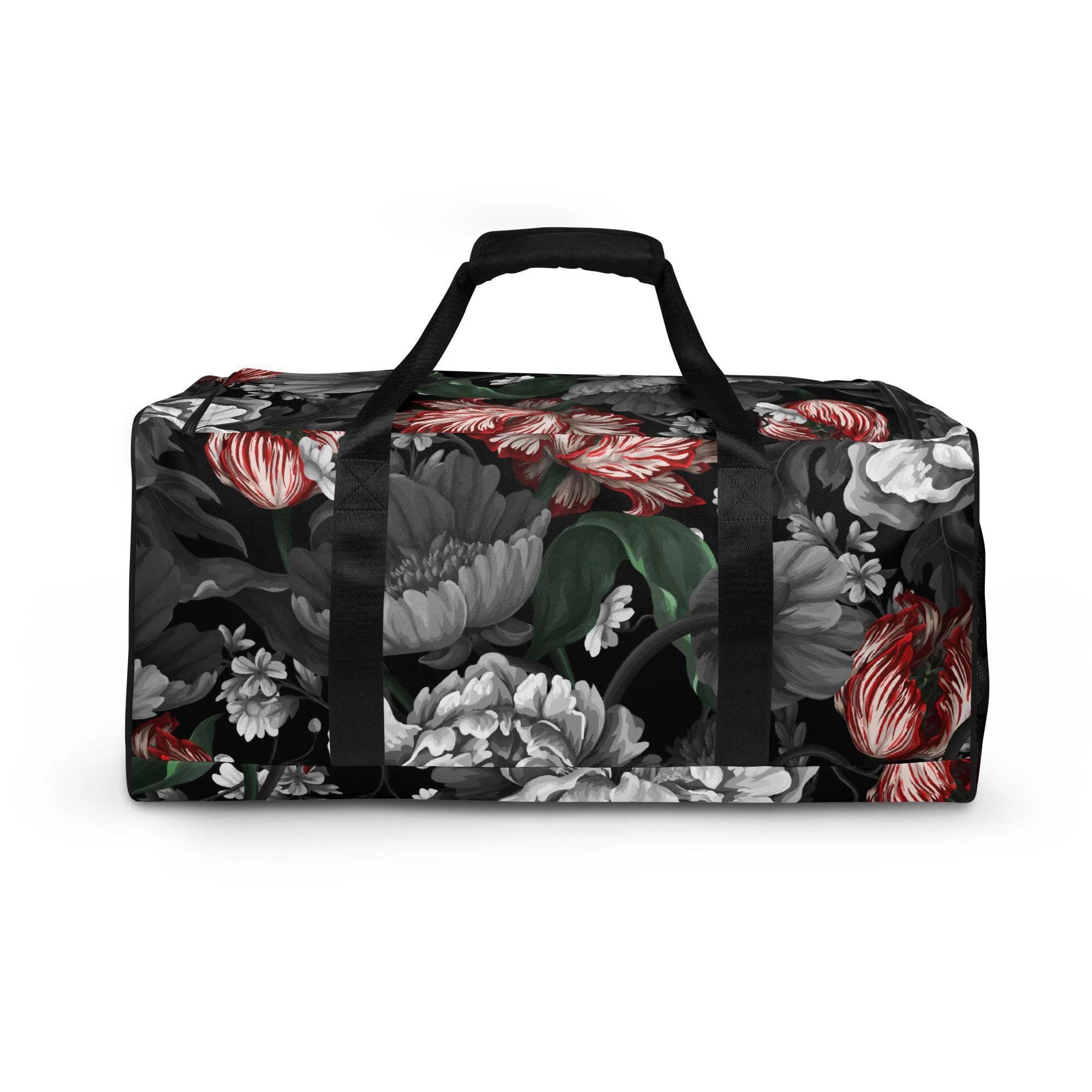 Gothic Black and Red Peony Duffle bag