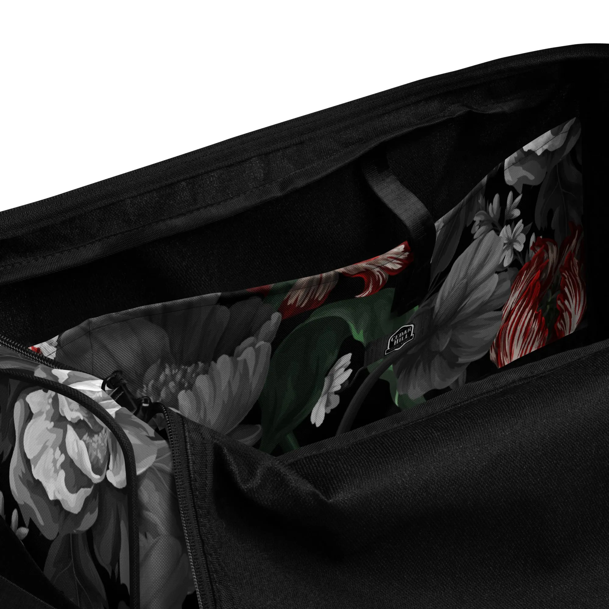 Gothic Black and Red Peony Duffle bag