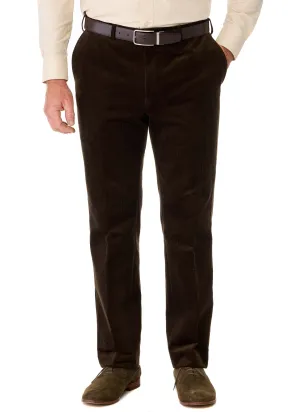 HALIDON FLEXIWAIST DARK BROWN FINE EUROPEAN CORD
