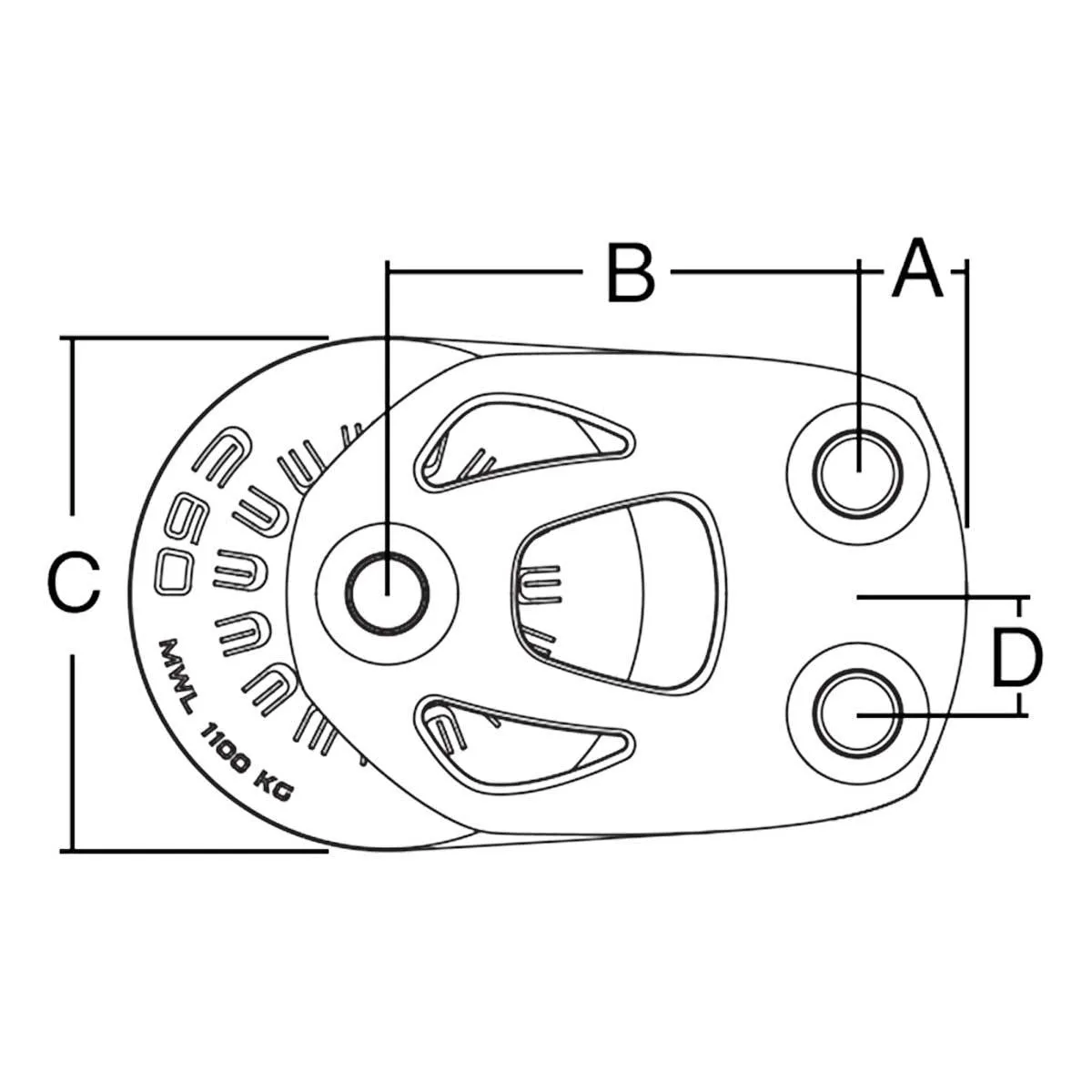 Harken 60mm Element Single Cheek/ Foot Block With Lockoff B - 6276