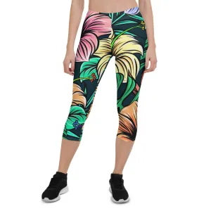 'Hibiscus' capri yoga leggings