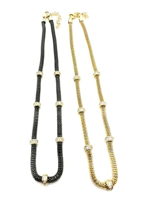 Mesh Necklace with CZ Stations