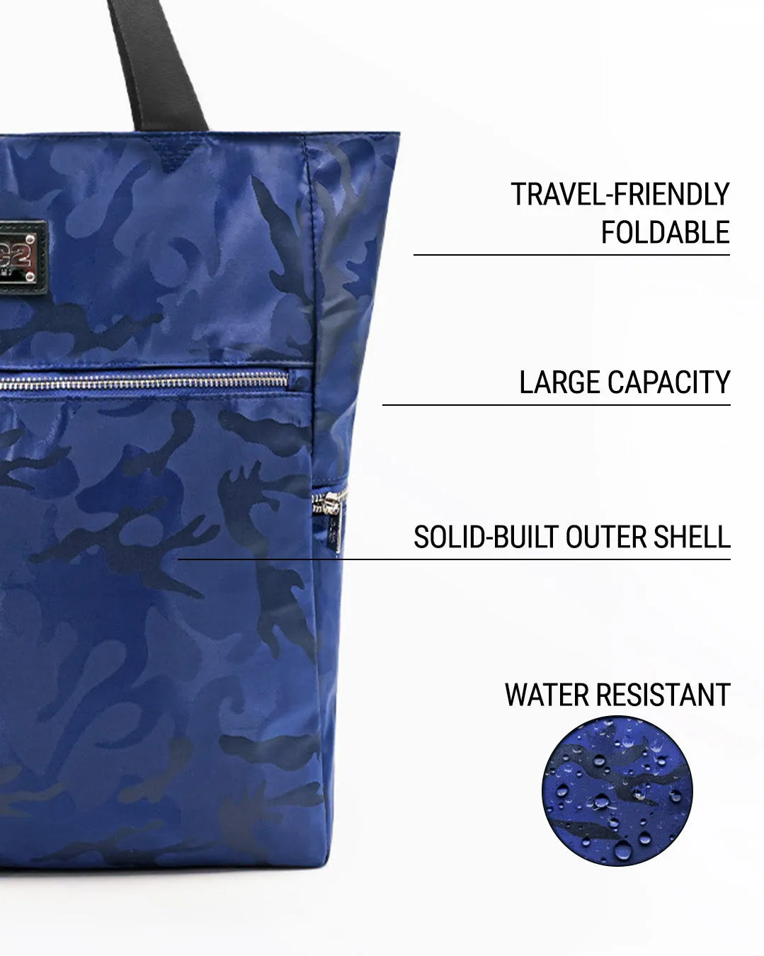 NAVY BLUE CAMO - Poolside Tote Bag Foldable/Portable