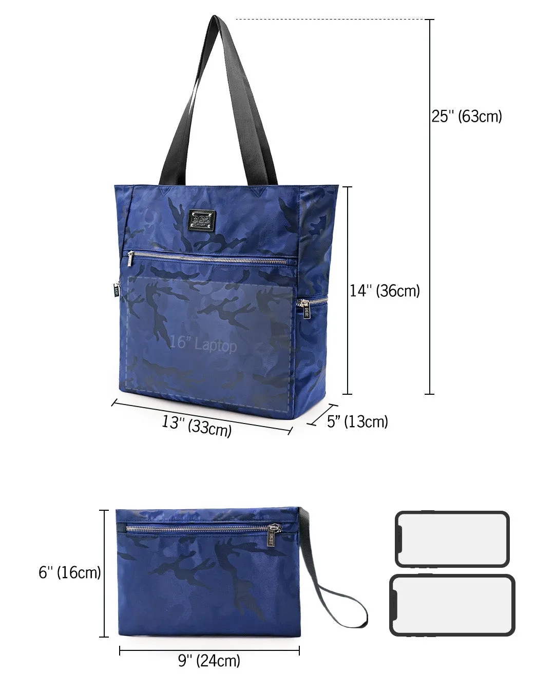 NAVY BLUE CAMO - Poolside Tote Bag Foldable/Portable