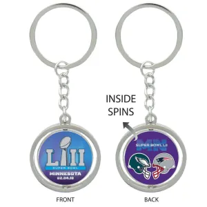 New England Patriots Philadelphia Eagles 2018 Super Bowl LII Spinning Keychain