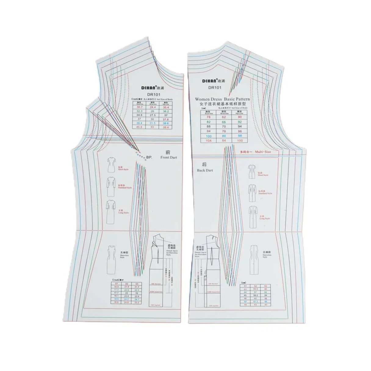 Professional Dressmaking Ruler for Creating Basic Dress Pattern Templates – Essential Tool for Dress Design and Sewing DR101