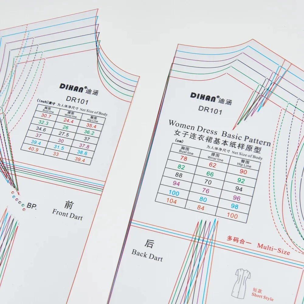 Professional Dressmaking Ruler for Creating Basic Dress Pattern Templates – Essential Tool for Dress Design and Sewing DR101