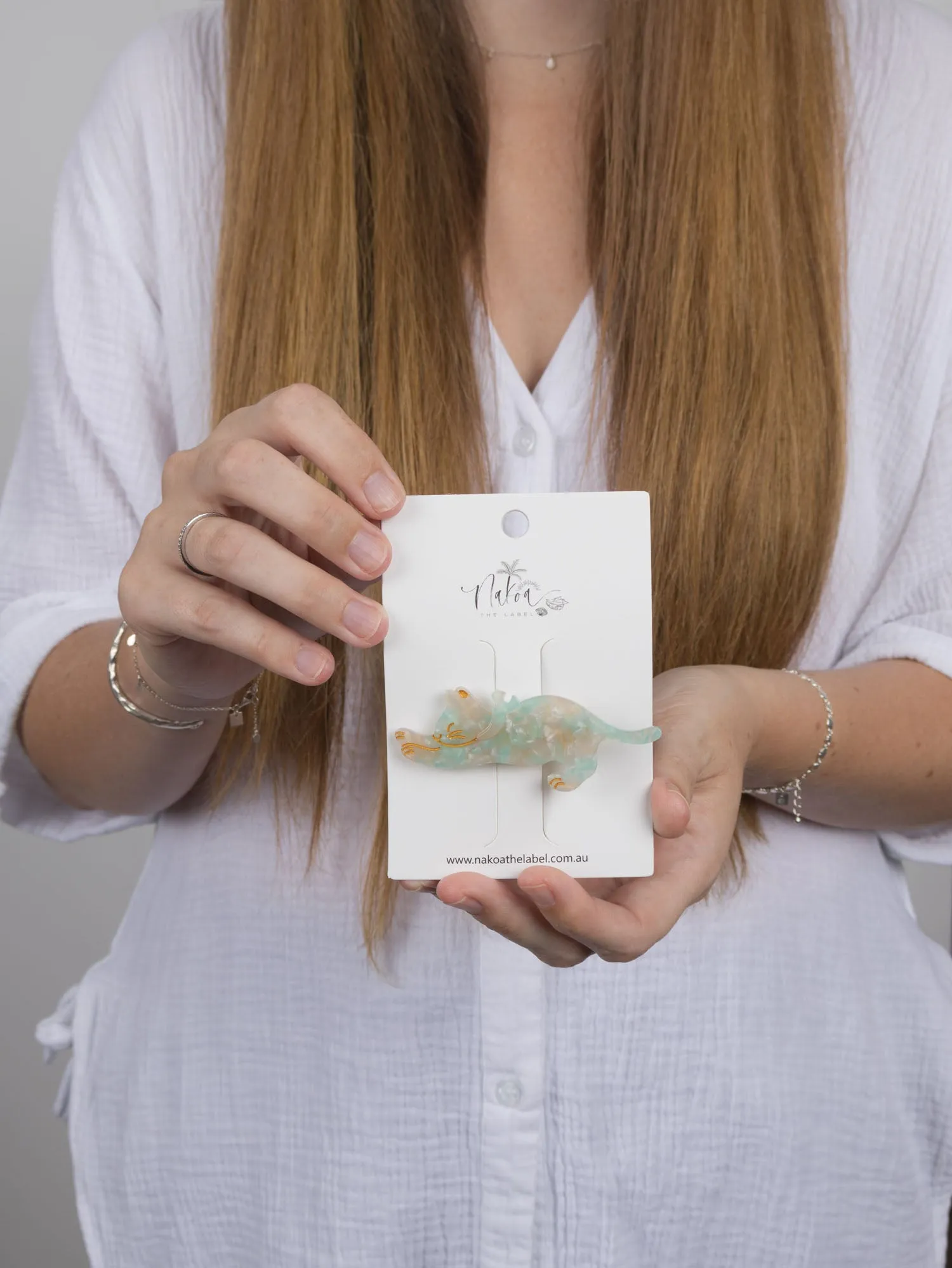 Stretching Cat Hair Clip - Acetate - Mint
