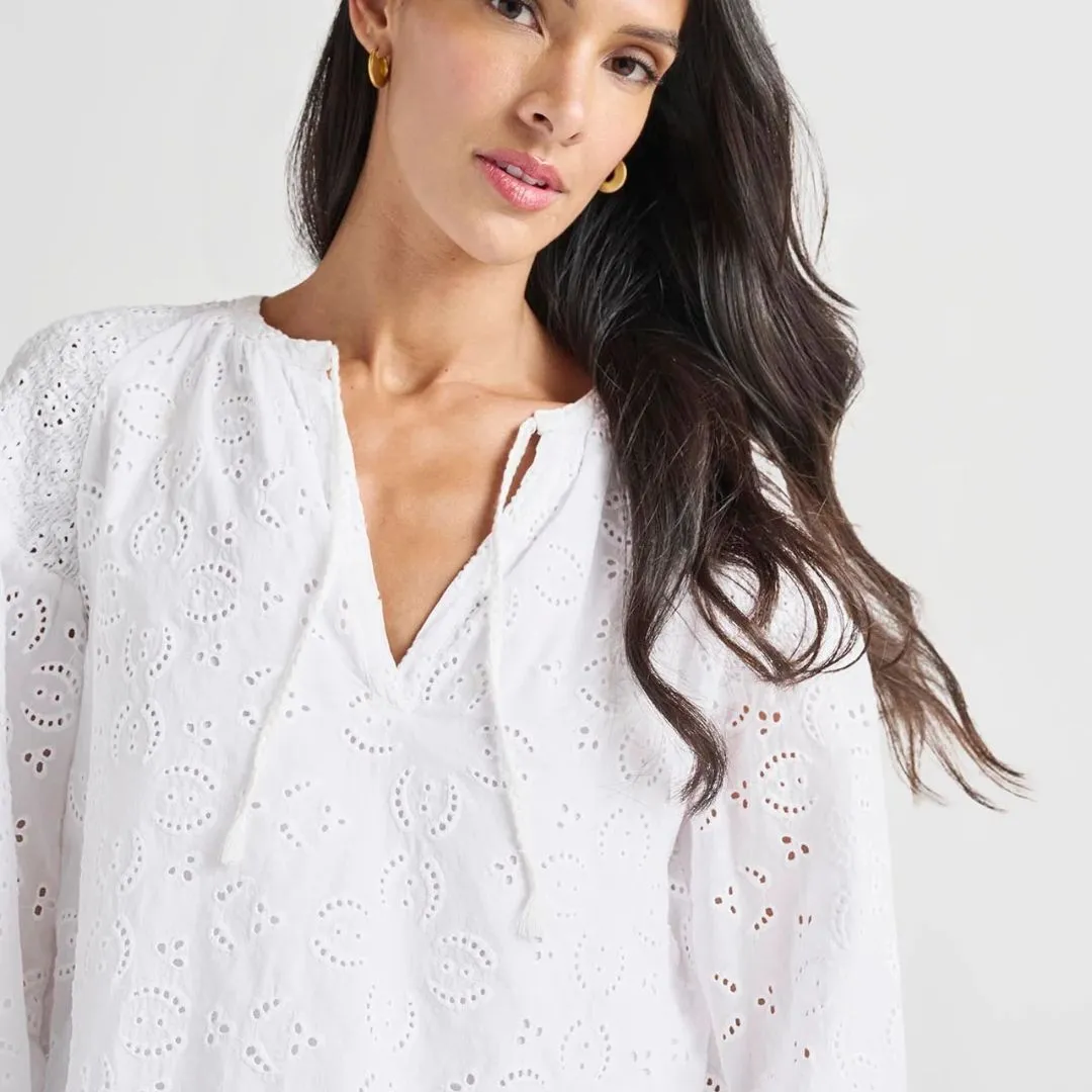Taylor Eyelet Top (White)